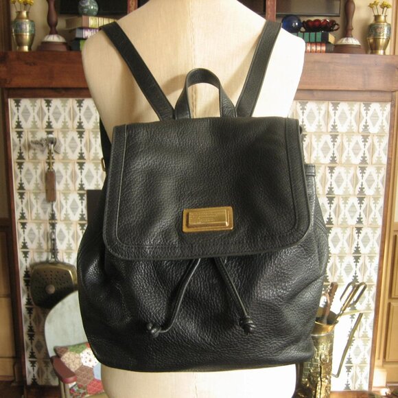 MARC BY MARC JACOBS Black Pebble Leather Backpack Drawstring main image 11